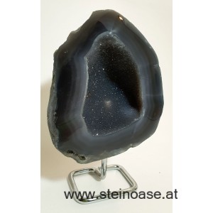 Amethyst Druse mit Achat auf Ständer